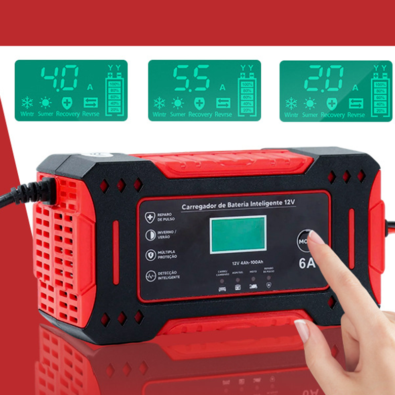 🔋 60% OFF! ⚡ SMART BATTERY CHARGER - Universal for Car & Motorcycle, Auto Voltage Detection, Overcharge Protection, LCD Display & Compact Design 🚗🏍️